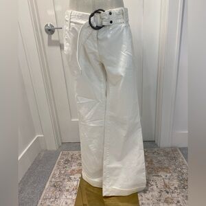 LOFT White Wide Leg Boot Cut Pants with Belt
